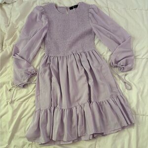 Women’s Purple Dress with Sheer Long Sleeves